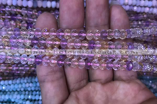 CRB1943 15.5 inches 4*6mm faceted rondelle ametrine beads