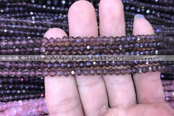 CRB1957 15.5 inches 3*4mm faceted rondelle smoky quartz beads