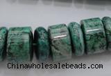 CRB197 15.5 inches 6*18mm – 13*18mm rondelle green picture jasper beads