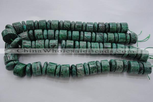 CRB197 15.5 inches 6*18mm – 13*18mm rondelle green picture jasper beads