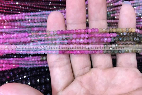 CRB1971 15.5 inches 3*4mm faceted rondelle tourmaline beads