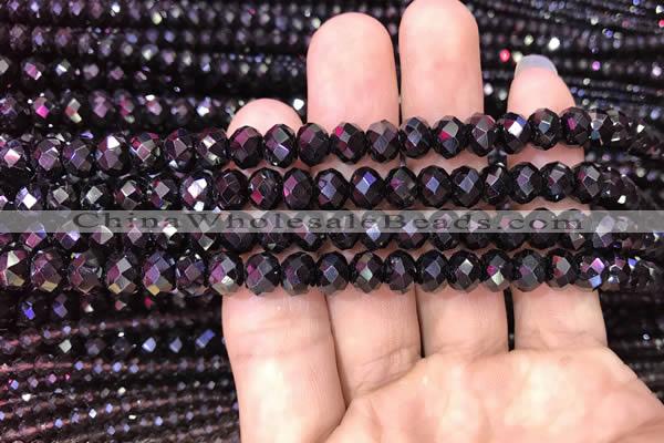 CRB1999 15.5 inches 6*8mm faceted rondelle black spinel beads