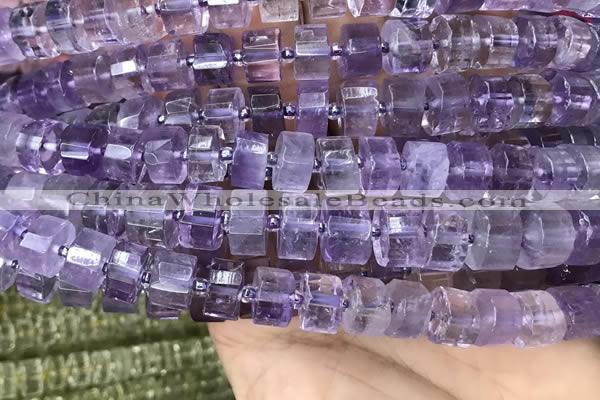 CRB2012 15.5 inches 11mm - 12mm faceted tyre light amethyst beads