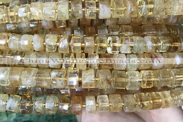 CRB2035 15.5 inches 7mm - 8mm faceted tyre citrine gemstone beads