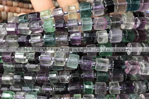 CRB2045 15.5 inches 7mm - 8mm faceted tyre fluorite gemstone beads