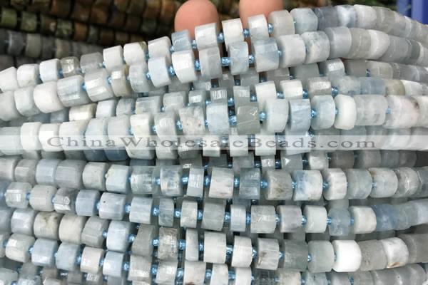 CRB2055 15.5 inches 7mm - 8mm faceted tyre aquamarine beads