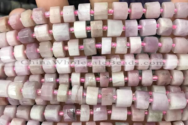 CRB2066 15.5 inches 9mm - 10mm faceted tyre kunzite gemstone beads