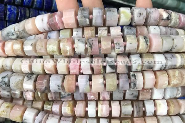 CRB2070 15.5 inches 7mm - 8mm faceted tyre pink opal beads