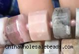 CRB2072 15.5 inches 11mm - 12mm faceted tyre pink opal beads