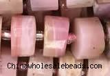 CRB2075 15.5 inches 7mm - 8mm faceted tyre pink opal beads