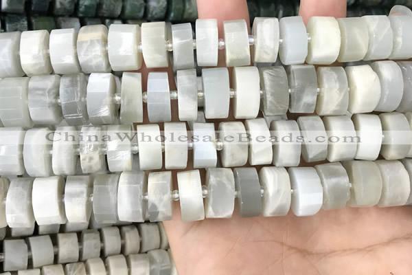 CRB2083 15.5 inches 12mm - 13mm faceted tyre grey moonstone beads