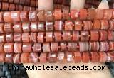 CRB2106 15.5 inches 9mm - 10mm faceted tyre red agate beads