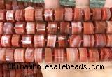 CRB2109 15.5 inches 13mm - 14mm faceted tyre south red agate beads