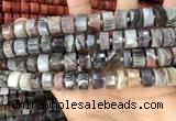 CRB2112 15.5 inches 11mm - 12mm faceted tyre Botswana agate beads