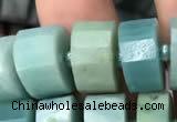 CRB2117 15.5 inches 11mm - 12mm faceted tyre amazonite beads