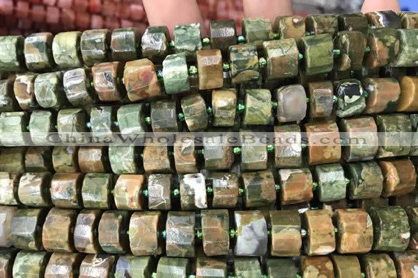 CRB2120 15.5 inches 7mm - 8mm faceted tyre rhyolite gemstone beads