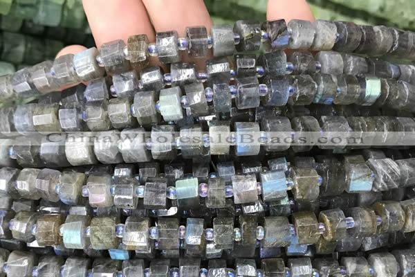 CRB2130 15.5 inches 7mm - 8mm faceted tyre labradorite gemstone beads