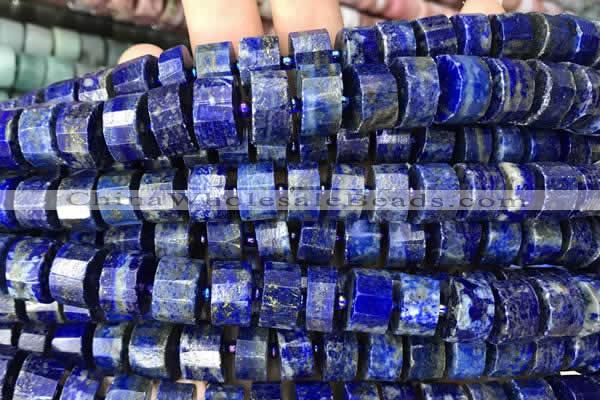 CRB2141 15.5 inches 9mm - 10mm faceted tyre lapis lazuli beads