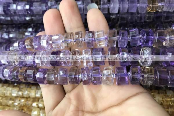 CRB2156 15.5 inches 9mm - 10mm faceted tyre ametrine beads