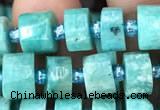 CRB2160 15.5 inches 7mm - 8mm faceted tyre amazonite gemstone beads