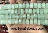 CRB2166 15.5 inches 11mm - 12mm faceted tyre light prehnite beads
