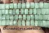 CRB2167 15.5 inches 12mm - 13mm faceted tyre light prehnite beads