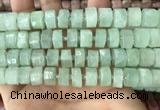 CRB2167 15.5 inches 12mm - 13mm faceted tyre light prehnite beads