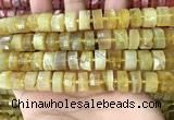 CRB2172 15.5 inches 12mm - 13mm faceted tyre yellow opal beads