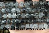 CRB2194 15.5 inches 12mm - 13mm faceted tyre black rutilated quartz beads