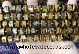 CRB2197 15.5 inches 10mm - 11mm faceted tyre yellow tiger eye beads