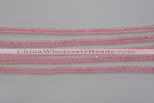 CRB220 15.5 inches 2.5*4mm faceted rondelle rose quartz beads