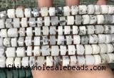 CRB2206 15.5 inches 8mm - 9mm faceted tyre white opal beads