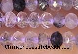 CRB2265 15.5 inches 3*4mm faceted rondelle black rutilated quartz beads