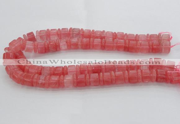 CRB252 15.5 inches 5*14mm - 10*14mm rondelle cherry quartz beads