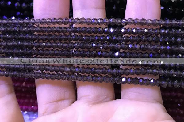 CRB2663 15.5 inches 2*3mm faceted rondelle smoky quartz beads