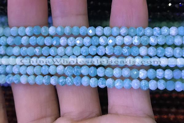 CRB2669 15.5 inches 3*4mm faceted rondelle amazonite beads