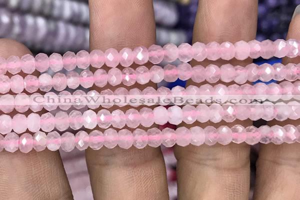 CRB3001 15.5 inches 4*6mm faceted rondelle rose quartz beads