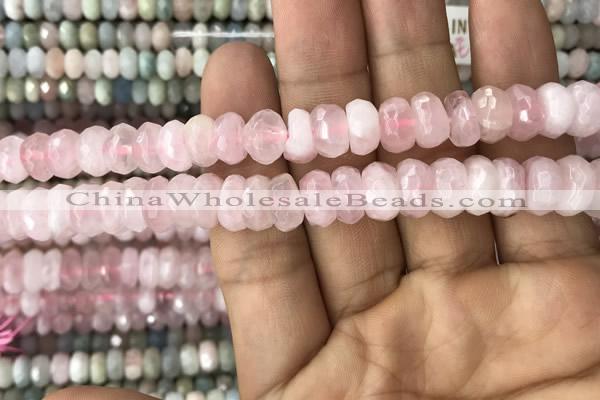 CRB3004 15.5 inches 6*10mm faceted rondelle rose quartz beads
