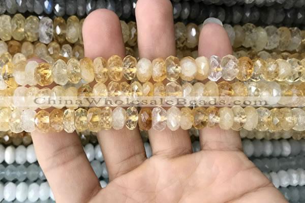 CRB3013 15.5 inches 6*10mm faceted rondelle citrine beads