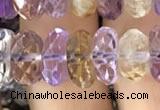 CRB3021 15.5 inches 6*11mm faceted rondelle ametrine beads