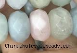 CRB3027 15.5 inches 8*14mm faceted rondelle morganite beads