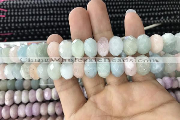 CRB3027 15.5 inches 8*14mm faceted rondelle morganite beads