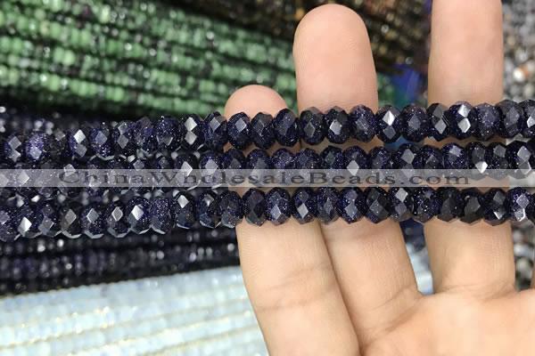 CRB3034 15.5 inches 5*8mm faceted rondelle blue goldstone beads