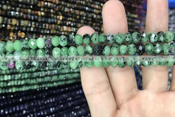 CRB3037 15.5 inches 5*8mm faceted rondelle ruby zoisite beads