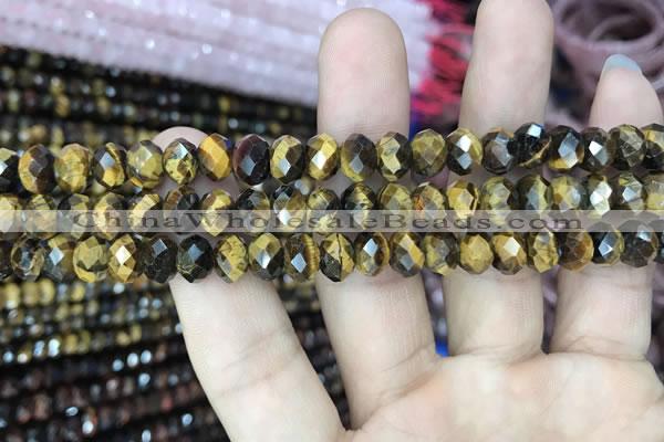 CRB3040 15.5 inches 6*8mm faceted rondelle yellow tiger eye beads