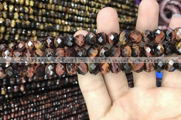 CRB3044 15.5 inches 8*10mm faceted rondelle red tiger eye beads