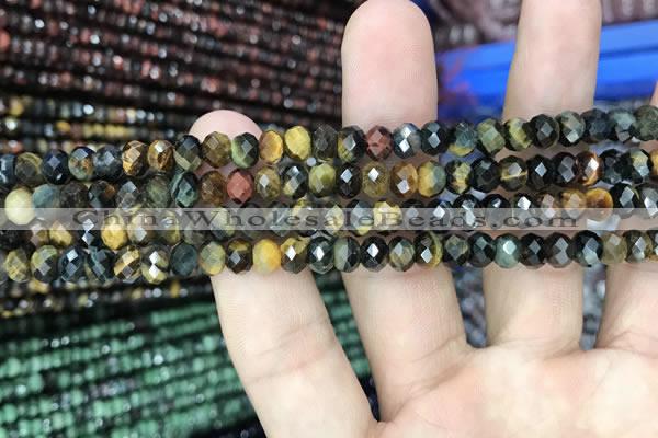 CRB3046 15.5 inches 4*6mm faceted rondelle mixed tiger eye beads