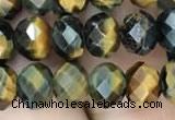 CRB3047 15.5 inches 6*8mm faceted rondelle mixed tiger eye beads