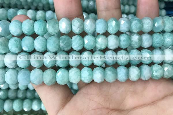 CRB3073 15.5 inches 7*10mm faceted rondelle amazonite gemstone beads