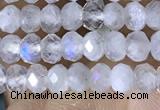 CRB3141 15.5 inches 2.5*4mm faceted rondelle tiny white moonstone beads